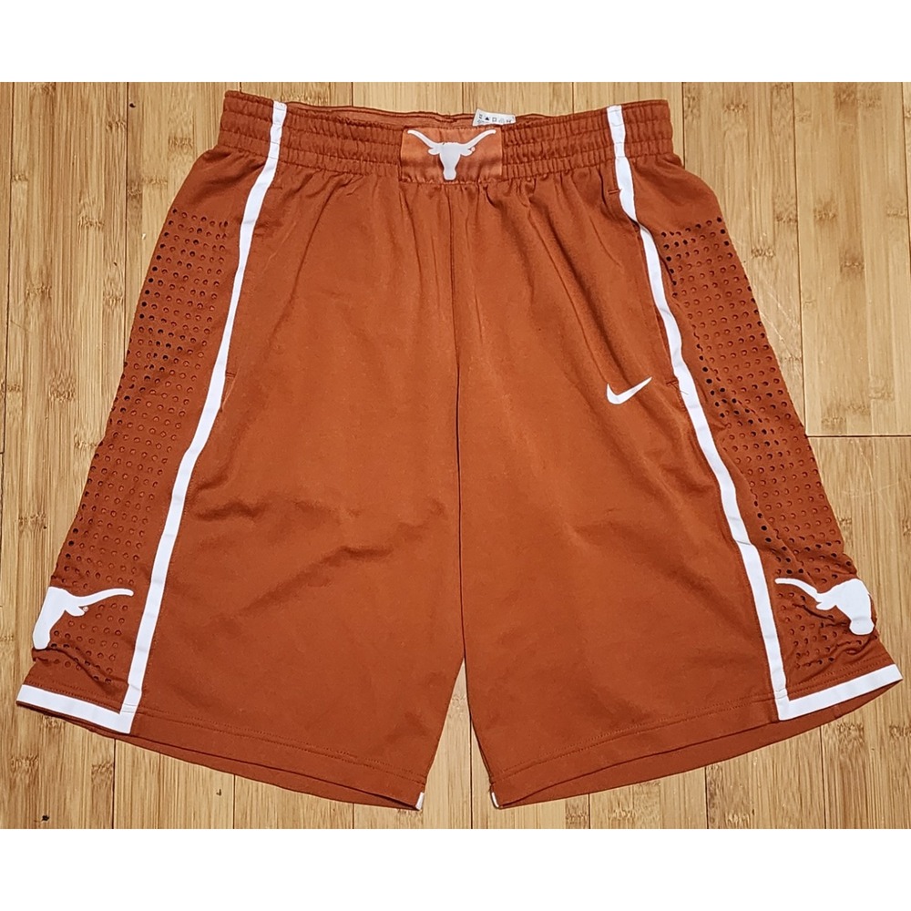 Nike Texas Longhorns Shorts Mens Large Burnt Orange NCAA Basketball Stretch Logo
